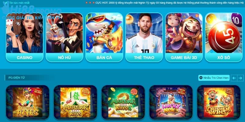 Giới thiệu Hi88 1 Tổng hợp các trò chơi có tại nhà cái Hi88